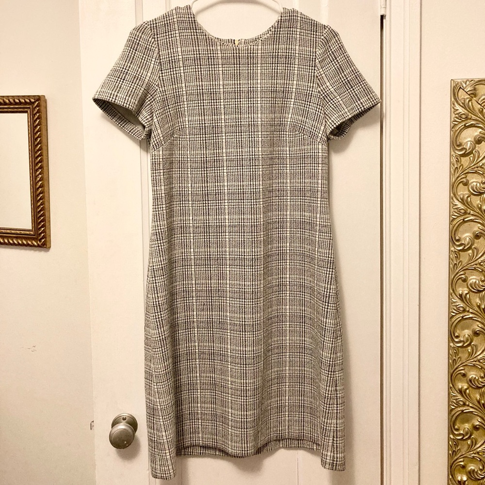 Calvin Klein - Shift Dress - Black and White Plaid Pattern